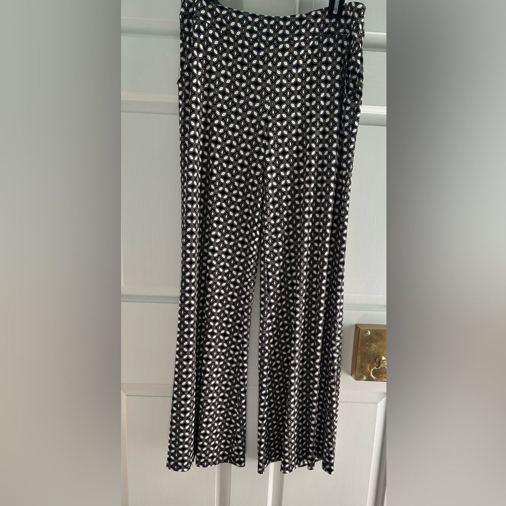 Joseph Ribkoff Black, Tan and White Wide Leg Pants